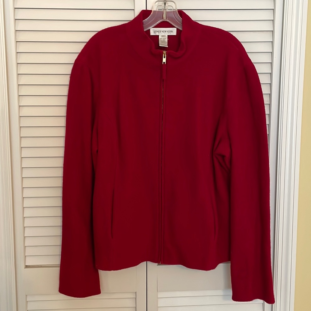 Jones, New York, Merino wool zip up cardigan with pockets